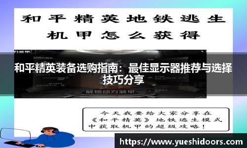 和平精英装备选购指南：最佳显示器推荐与选择技巧分享