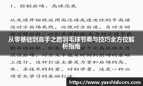 从零基础到高手之路羽毛球节奏与技巧全方位解析指南